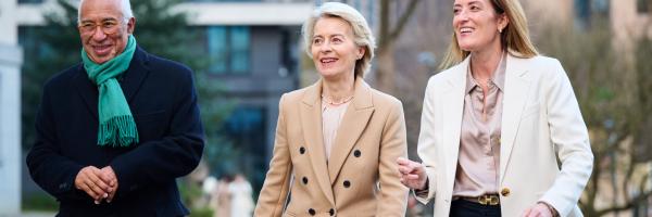 Meeting between Roberta Metsola, President of the European Parliament, António Costa, President of the European Council, and Ursula von der Leyen, President of the European Commission